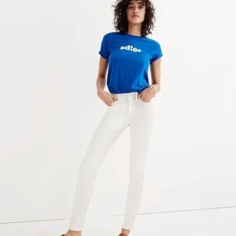 Madewell 9" High Rise Skinny Jeans in Pure White size 24 Stretch Classic